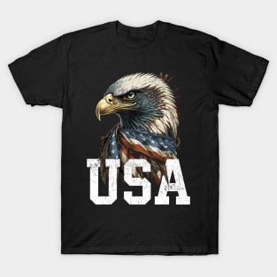 Patriotic Bald Eagle 4th Of July Men USA American Flag T-Shirt